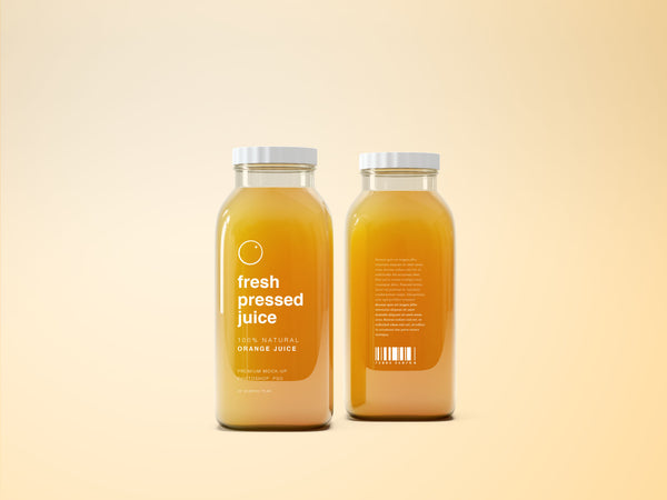 Free Glass Juice Bottle Mockup Psd