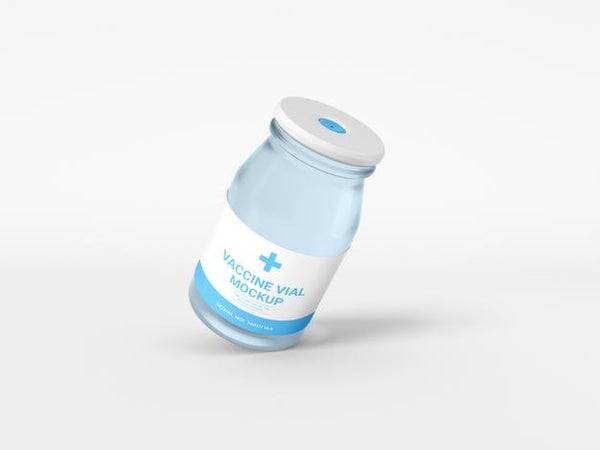 Free Glass Vaccine Vial Packaging Mockup Psd