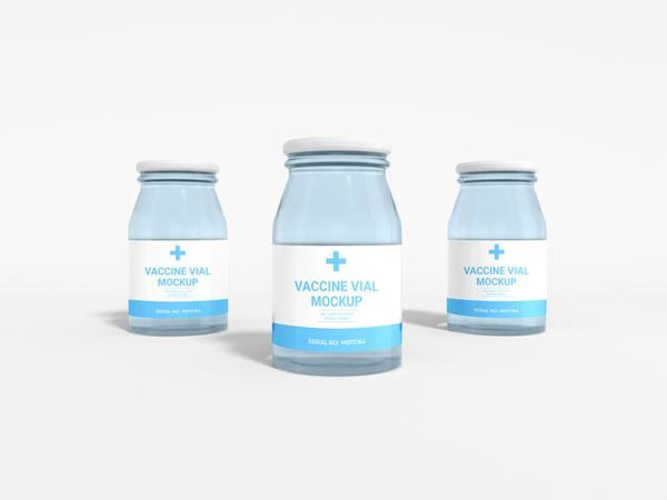 Free Glass Vaccine Vial Packaging Mockup Psd