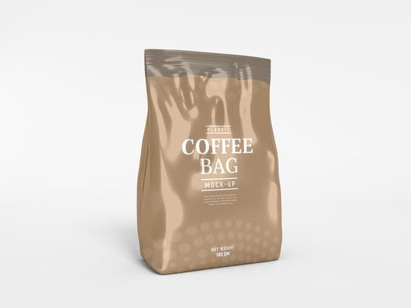 Free Glossy Foil Coffee Bag Packaging Mockup Psd