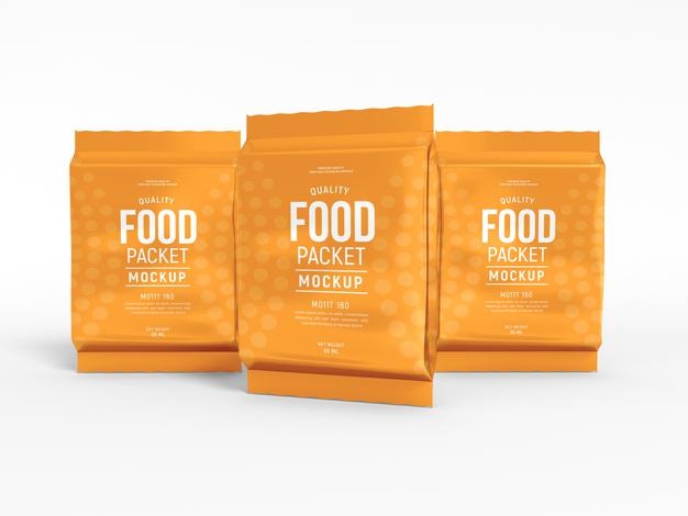Free Glossy Foil Food Packet Mockup Psd