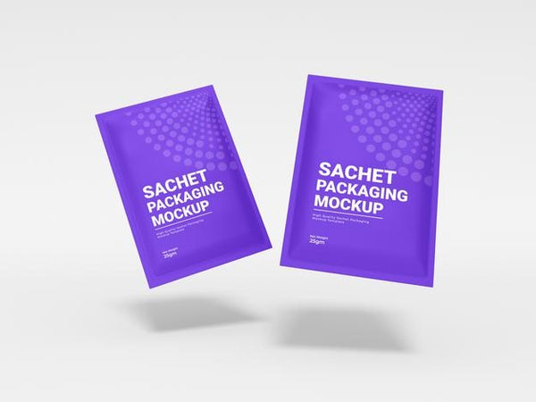 Free Glossy Foil Sachet Packaging Mockup Psd