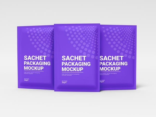 Free Glossy Foil Sachet Packaging Mockup Psd