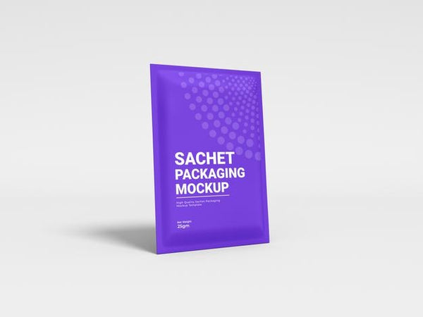 Free Glossy Foil Sachet Packaging Mockup Psd