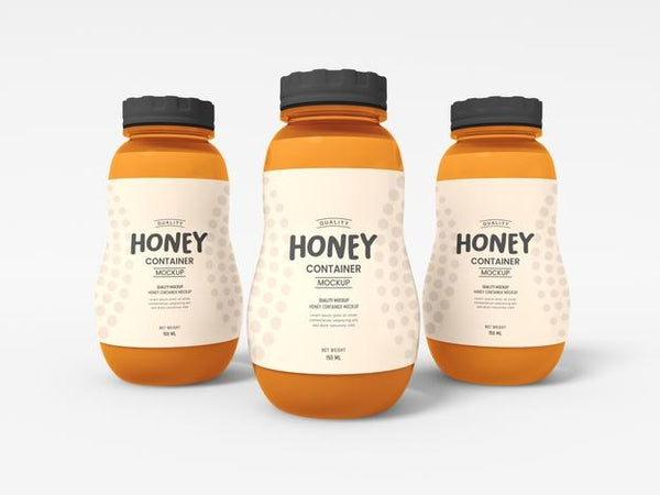Free Glossy Honey Bottle Jar Packaging Mockup Psd