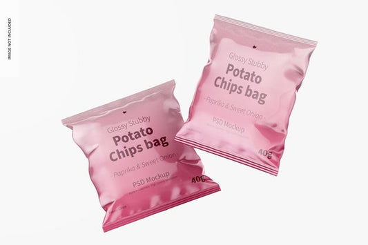 Free Glossy Stubby Chips Bag Mockup Psd