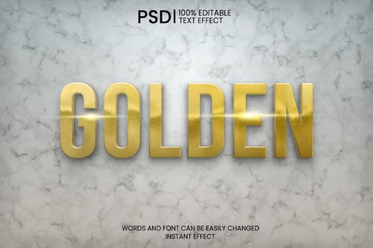 Free Golden And Marble Realistic 3D Text Effect Psd