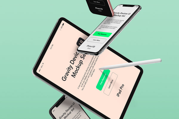 Free Gravity Psd Devices Ui Mockup Set V7