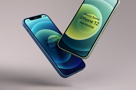 Free Gravity Psd Iphone 12 Mockup Set