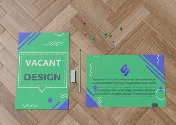 Free Green Empty Design For Brand Company Business Mock-Up Paper Psd
