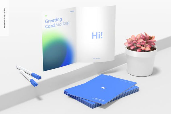 Free Greeting Card Scene Mockup, Perspective Psd