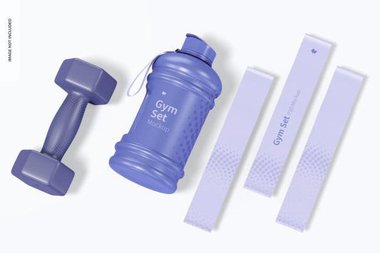 Free Gym Set Mockup, Top View Psd