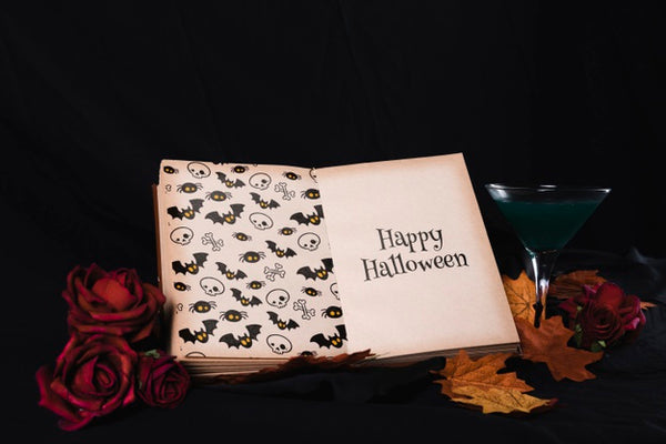 Free Halloween Concept With Mock-Up Book Psd