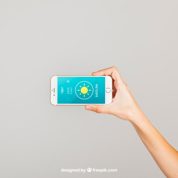 Free Hand Holding Smartphone Horizontal Psd