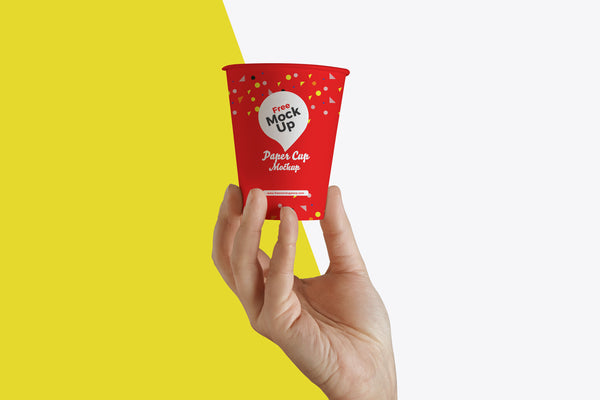 Free Hand Up Holding Paper Cup Mockup