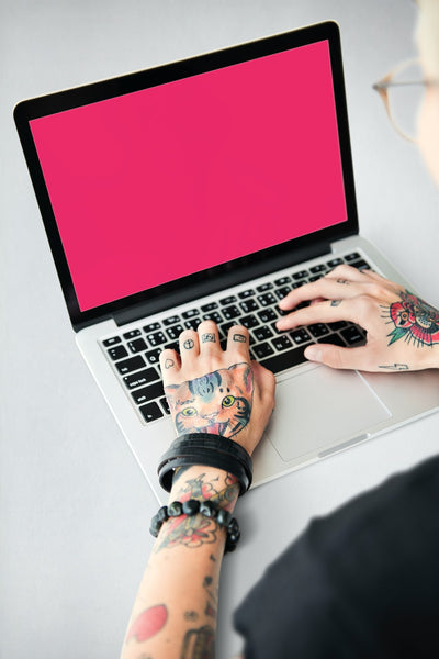 Free Hands Typing On The Laptop Keyboard