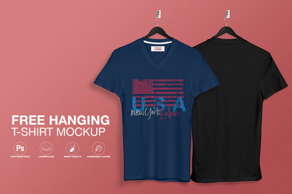 Free Hanging T-Shirt Mockup