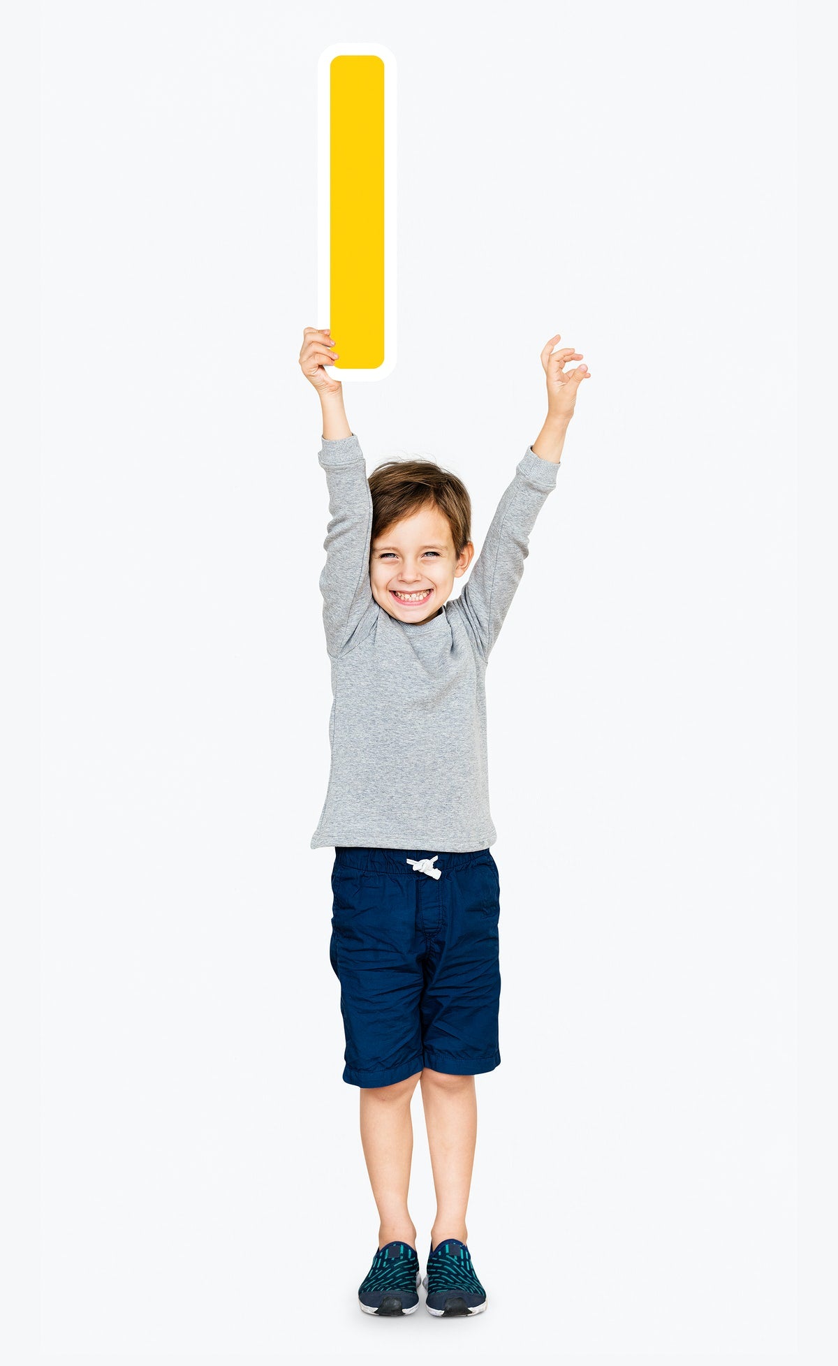 Free Happy Boy Holding The Letter I