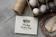 Free Happy Easter Card Mockup Design With Easter Eggs Psd