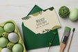 Free Happy Easter Card Mockup Design With Easter Eggs Psd
