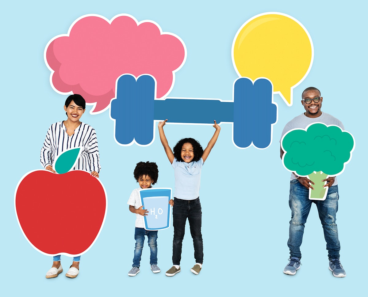 Free Happy Family Holding Fitness Icons