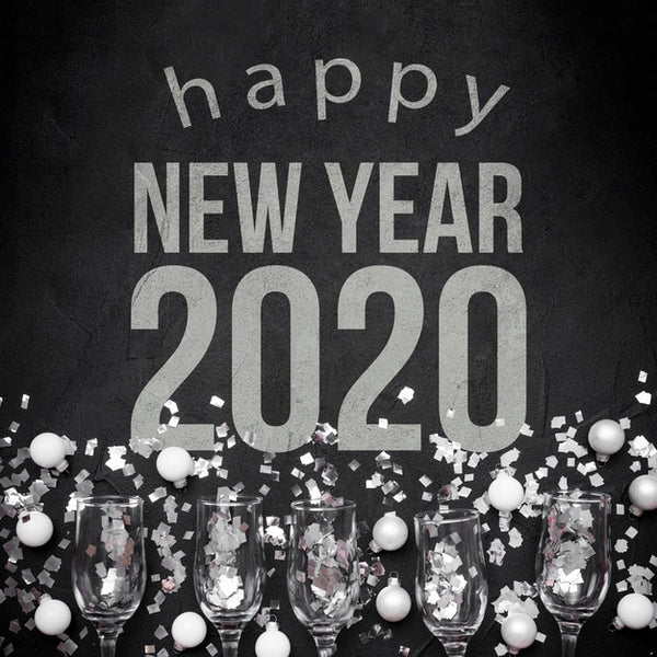 Free Happy New Year 2020 With Balls And Glasses Psd