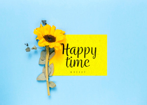 Free Happy Time Mock-Up With Flower Psd