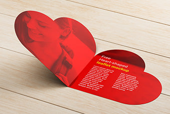 Free Heart-Shaped Leaflet Mockup