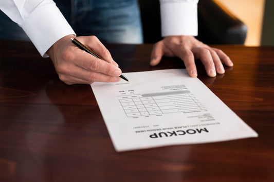 Free High Angle Business Man Writing On Paper Mock-Up Psd