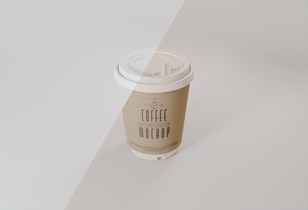 Free High Angle Coffee Cup Mockup Psd