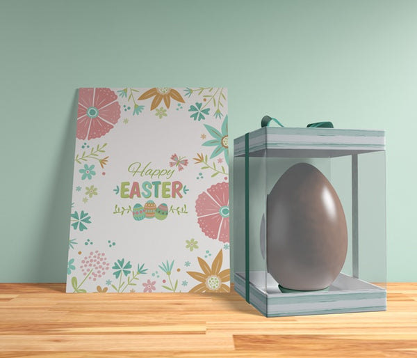 Free High Angle Easter Egg With Card On Table Psd