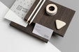 Free High Angle Mock-Up Stationery On Wood Composition Psd