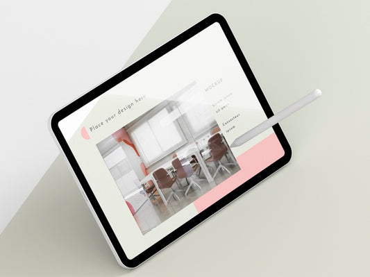 Free High Angle Modern Tablet With Screen Mock-Up Psd