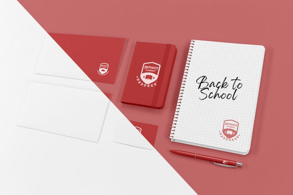 Free High Angle Of Back To School Essentials With Notebook Psd