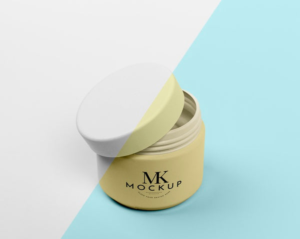 Free High Angle Of Beauty Cream In Can Mock-Up Psd