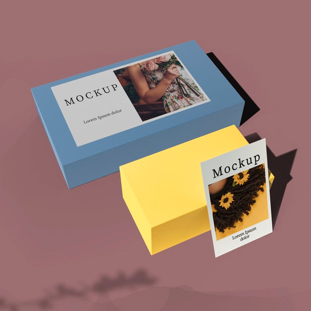 Free High Angle Of Card On Boxes With Shadow Psd