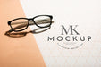 Free High Angle Of Clear Glasses Mock-Up Psd