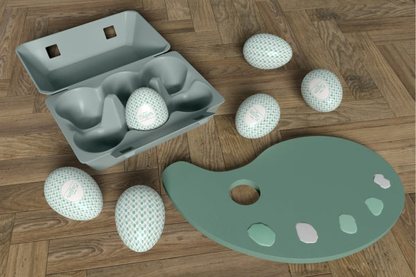 Free High Angle Painting Tools And Eggs On Table Psd