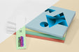 Free High Angle Stack Of Books Mock-Up With Bookmark Psd
