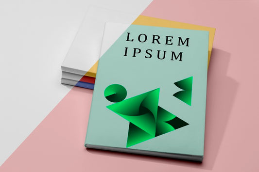 Free High Angle Tower Of Books With Gradient Shapes Psd