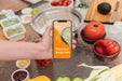 Free High View Mobile Phone And Healthy Food Mock-Up Psd