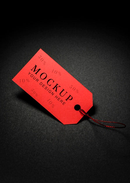 Free High View Mock-Up Black Friday Red Price Tag Psd