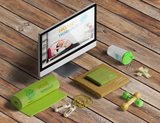 Free High View Mock-Up Home Workout Psd