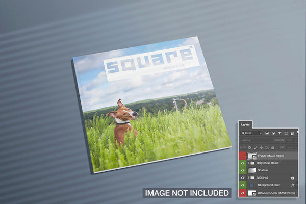 Free High View Of Closed Square Magazine Mockup Psd