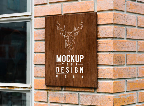 Free Hipster Shop Sign Mockup With An Elk Motif Psd