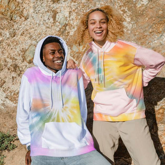 Free Hoodie Mockup In Colorful Tie Dye Print Psd
