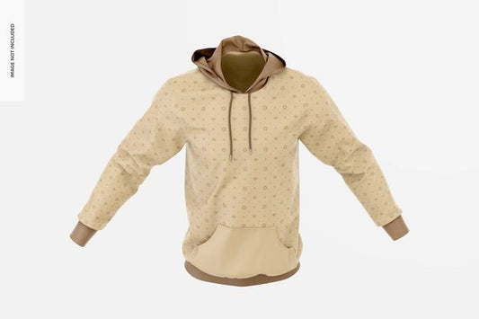 Free Hoodie Mockup, Isometric View Psd