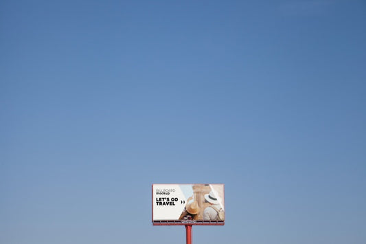 Free Huge Billboard Mockup On Blue Sky Background Psd