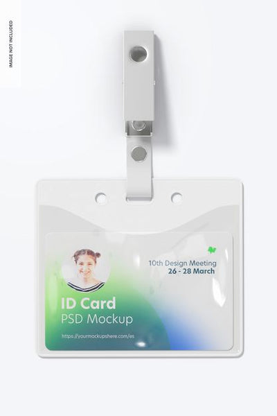 Free Id Card With Strap Clip Mockup Psd