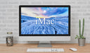 Free Imac Placing On Wooden Table Mockup